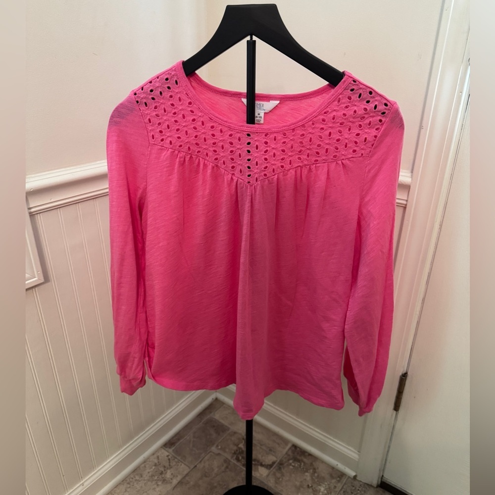 Time and‎ Tru Pink Eyelet Women's Blouse
